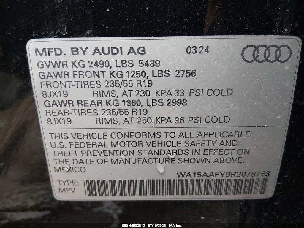 WA15AAFY9R2078763 2024 AUDI Q5 SPORTBACK photo no. 9