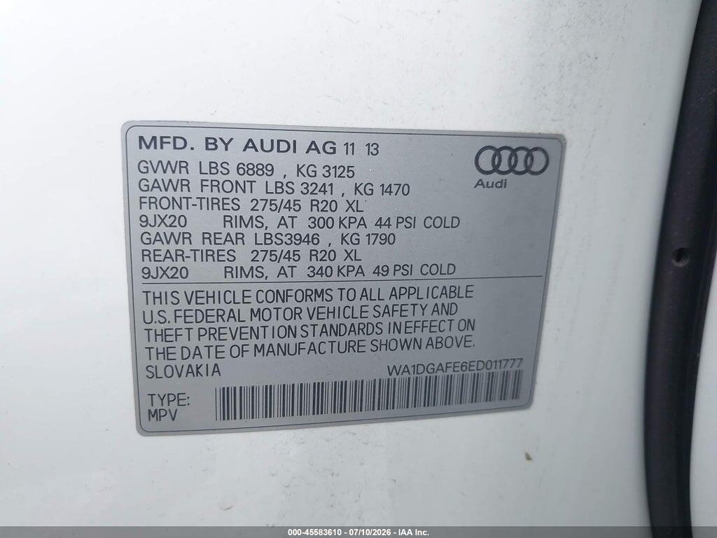 WA1DGAFE6ED011777 2014 AUDI Q7 photo no. 9