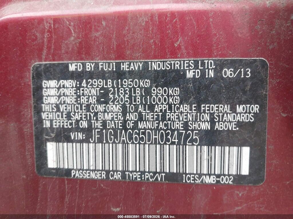 JF1GJAC65DH034725 2013 SUBARU IMPREZA photo no. 9