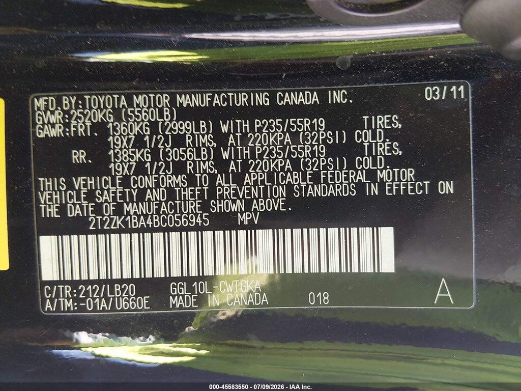 2T2ZK1BA4BC056945 2011 LEXUS RX 350 photo no. 9