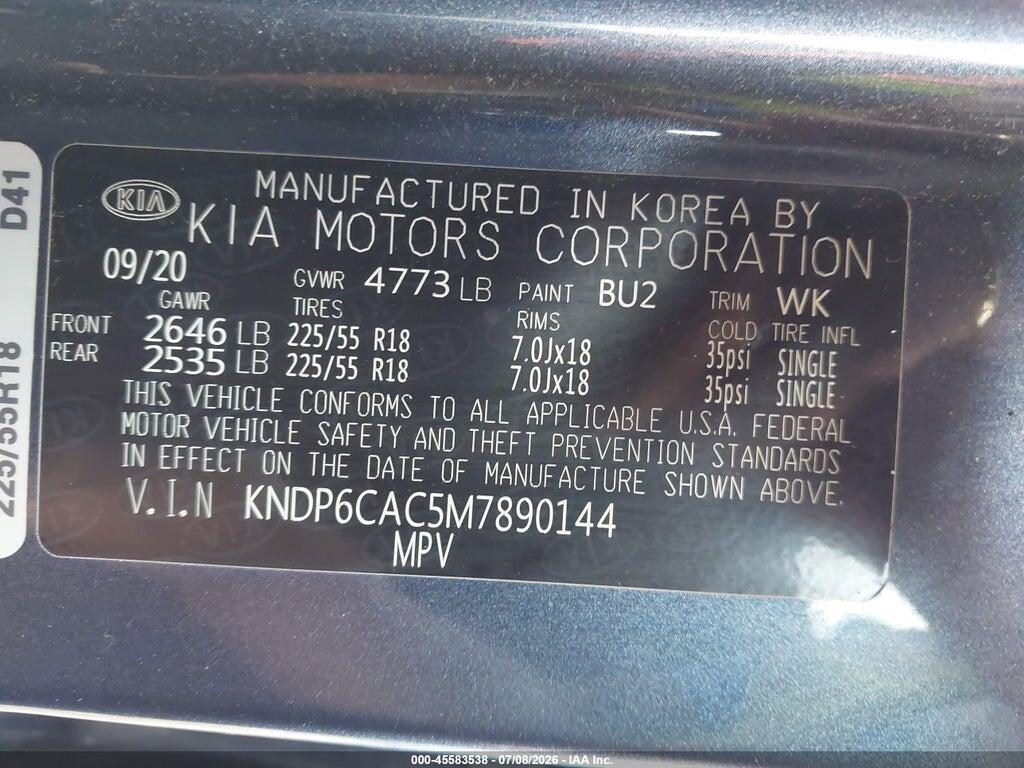 KNDP6CAC5M7890144 2021 KIA SPORTAGE photo no. 9