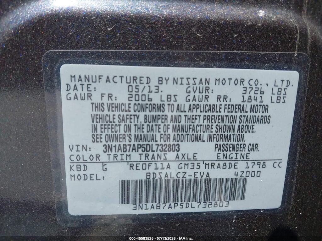 3N1AB7AP5DL732803 2013 NISSAN SENTRA photo no. 9