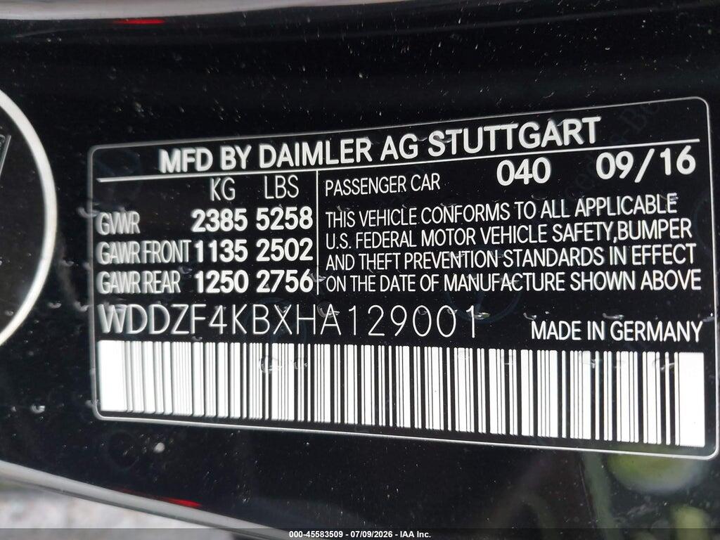 WDDZF4KBXHA129001 2017 MERCEDES-BENZ E 300 photo no. 9