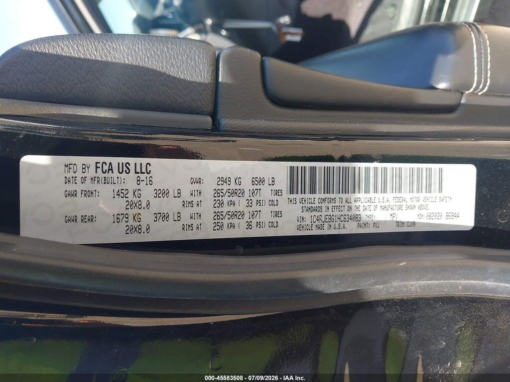 1C4RJEBG1HC634083 2017 JEEP GRAND CHEROKEE photo no. 9
