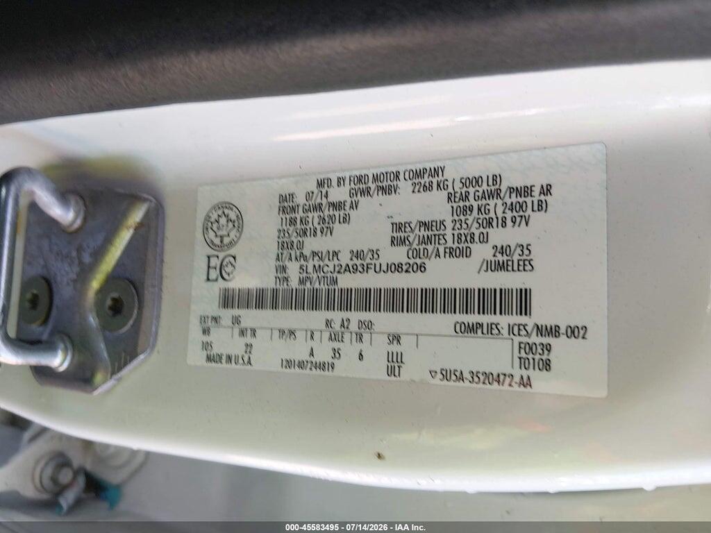 5LMCJ2A93FUJ08206 2015 LINCOLN MKC photo no. 9