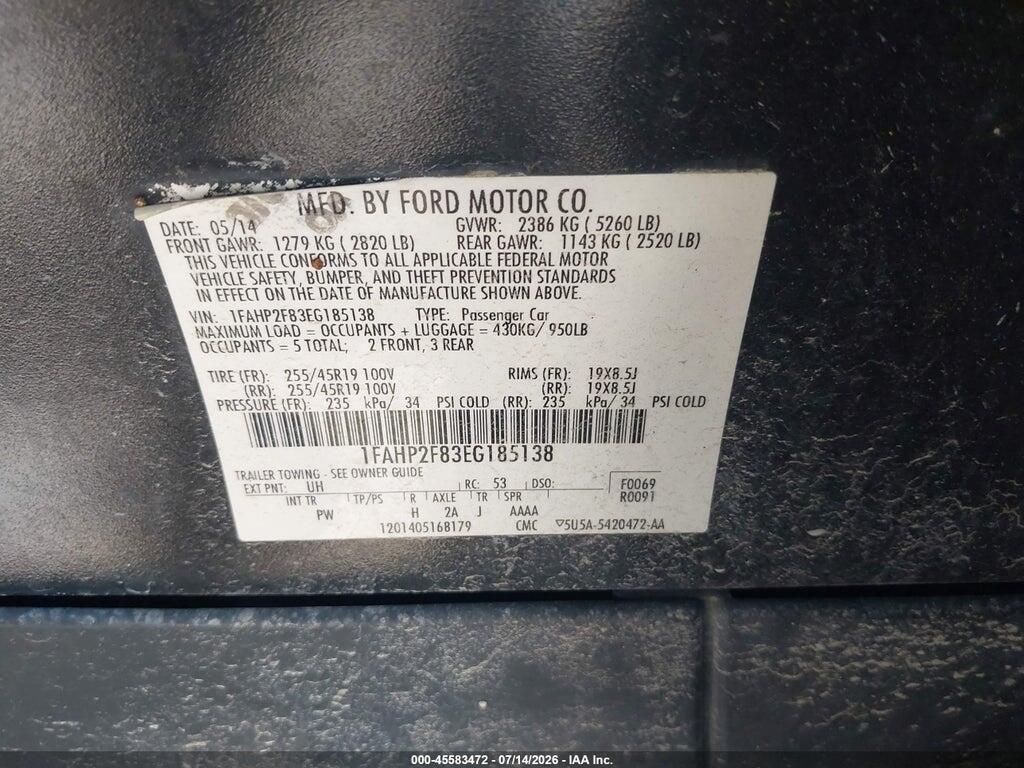 1FAHP2F83EG185138 2014 FORD TAURUS photo no. 9