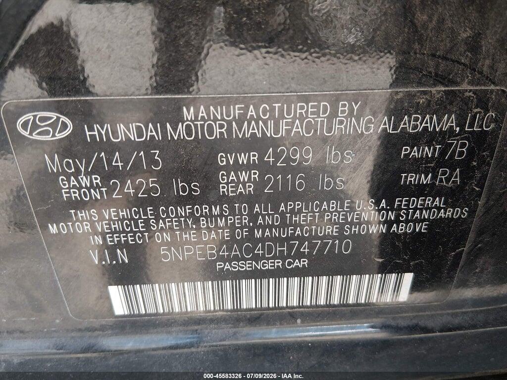 5NPEB4AC4DH747710 2013 HYUNDAI SONATA photo no. 9