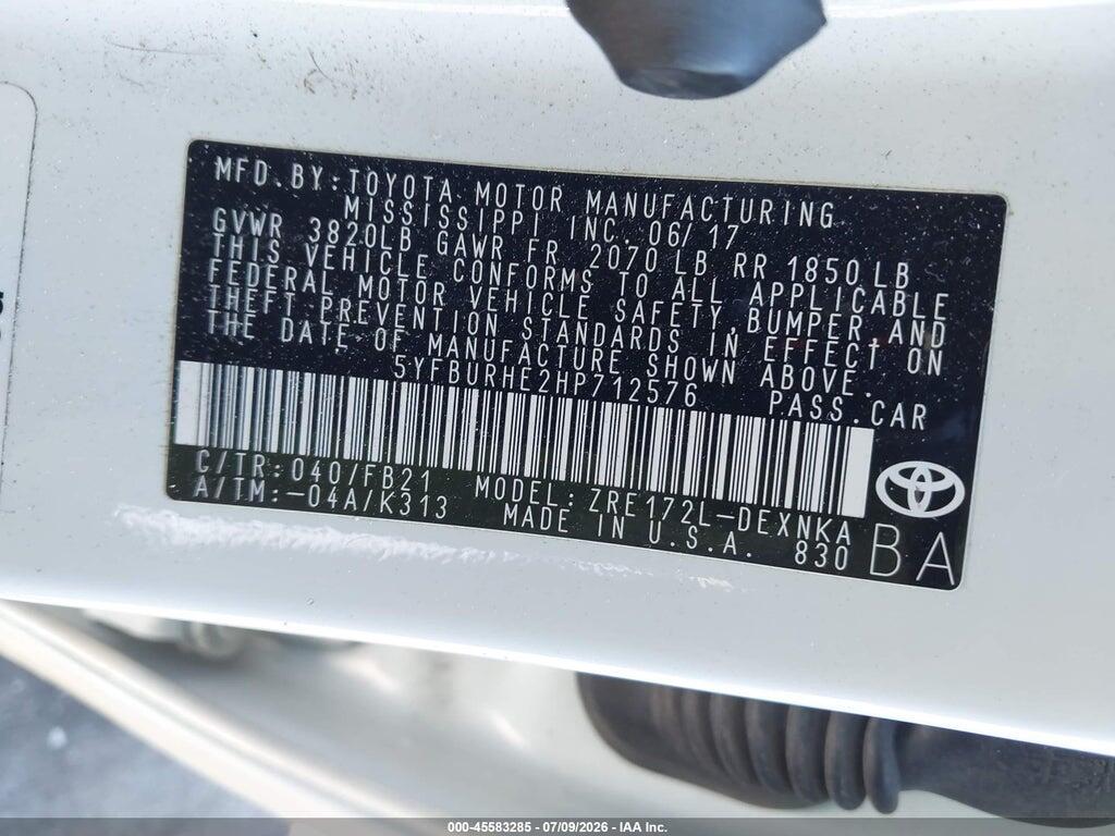5YFBURHE2HP712576 2017 TOYOTA COROLLA photo no. 9