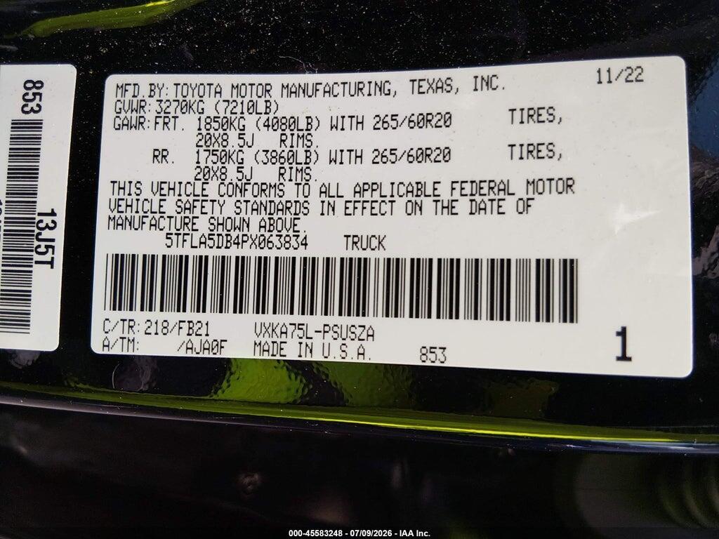 5TFLA5DB4PX063834 2023 TOYOTA TUNDRA photo no. 9