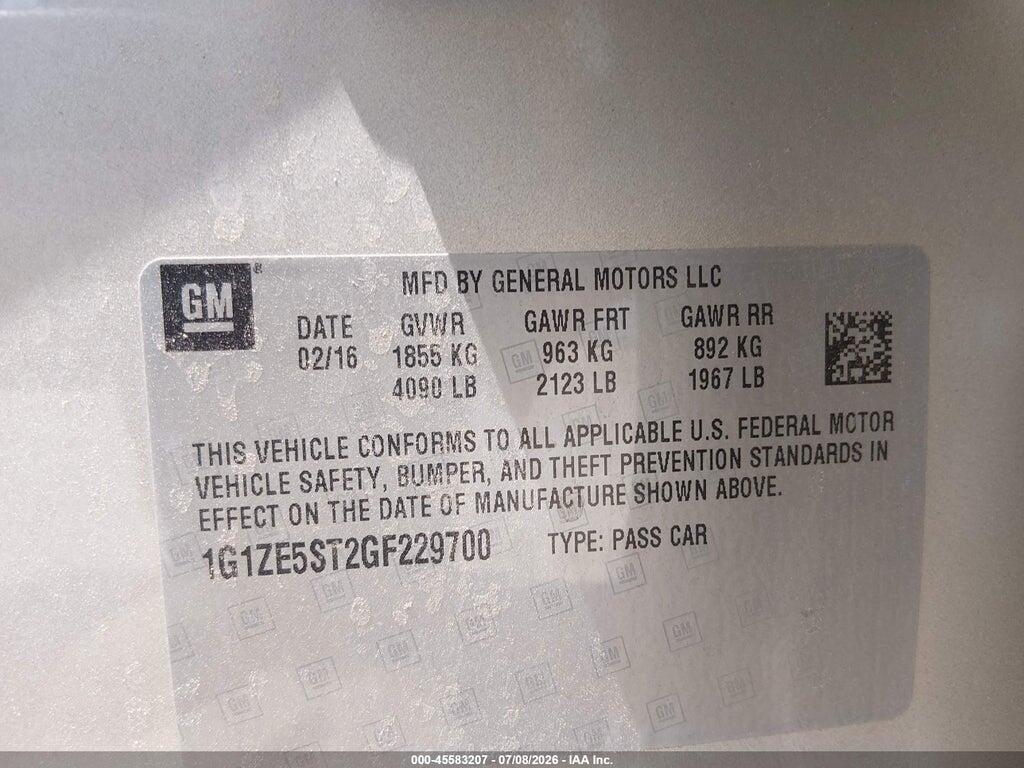 1G1ZE5ST2GF229700 2016 CHEVROLET MALIBU photo no. 9