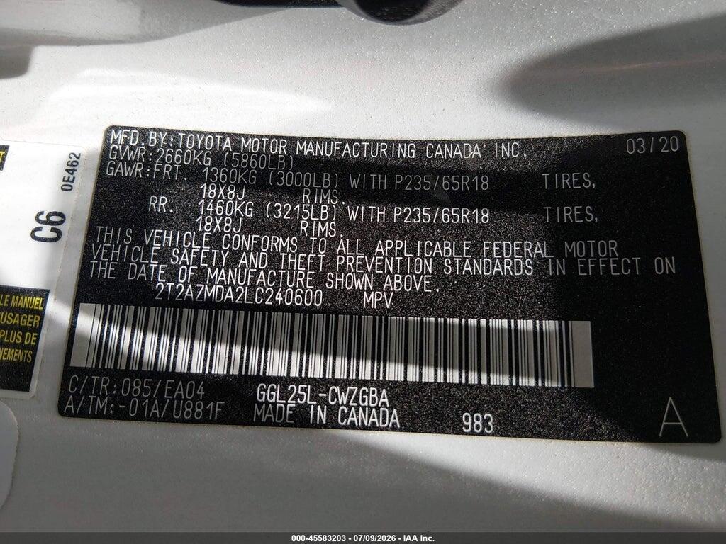 2T2AZMDA2LC240600 2020 LEXUS RX 350 photo no. 9