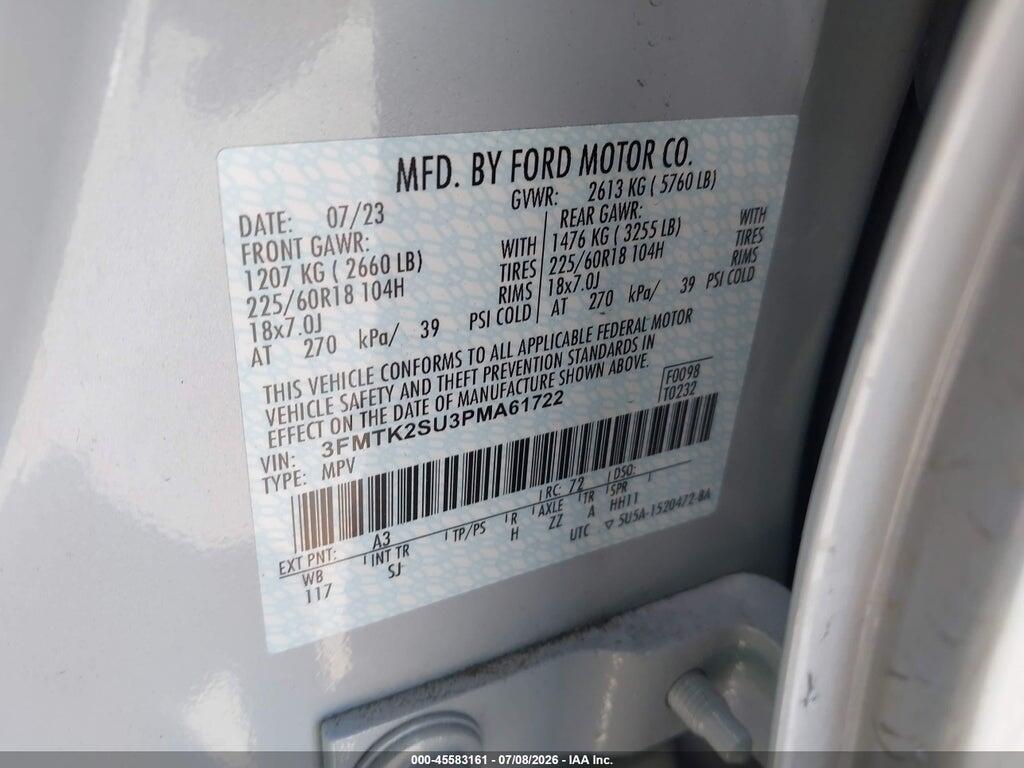 3FMTK2SU3PMA61722 2023 FORD MUSTANG MACH-E photo no. 9