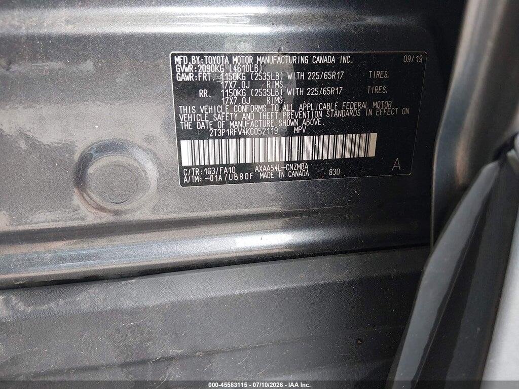 2T3P1RFV4KC052119 2019 TOYOTA RAV4 photo no. 9
