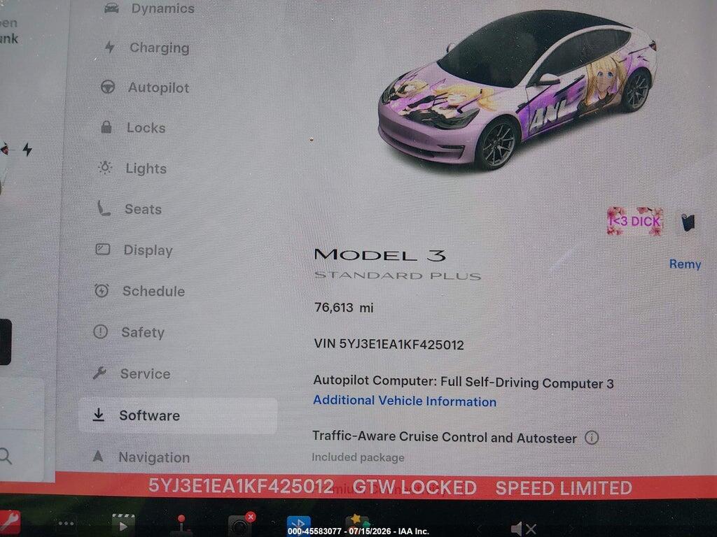 5YJ3E1EA1KF425012 2019 TESLA MODEL 3 photo no. 7