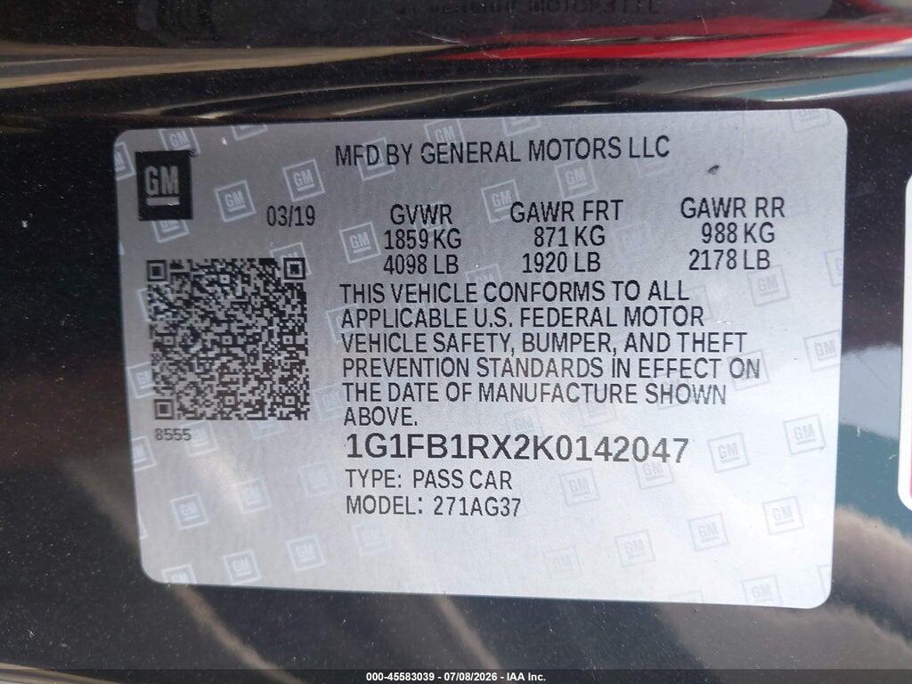 1G1FB1RX2K0142047 2019 CHEVROLET CAMARO photo no. 9