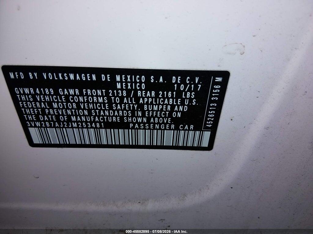 3VW2B7AJ2JM253481 2018 VOLKSWAGEN JETTA photo no. 9