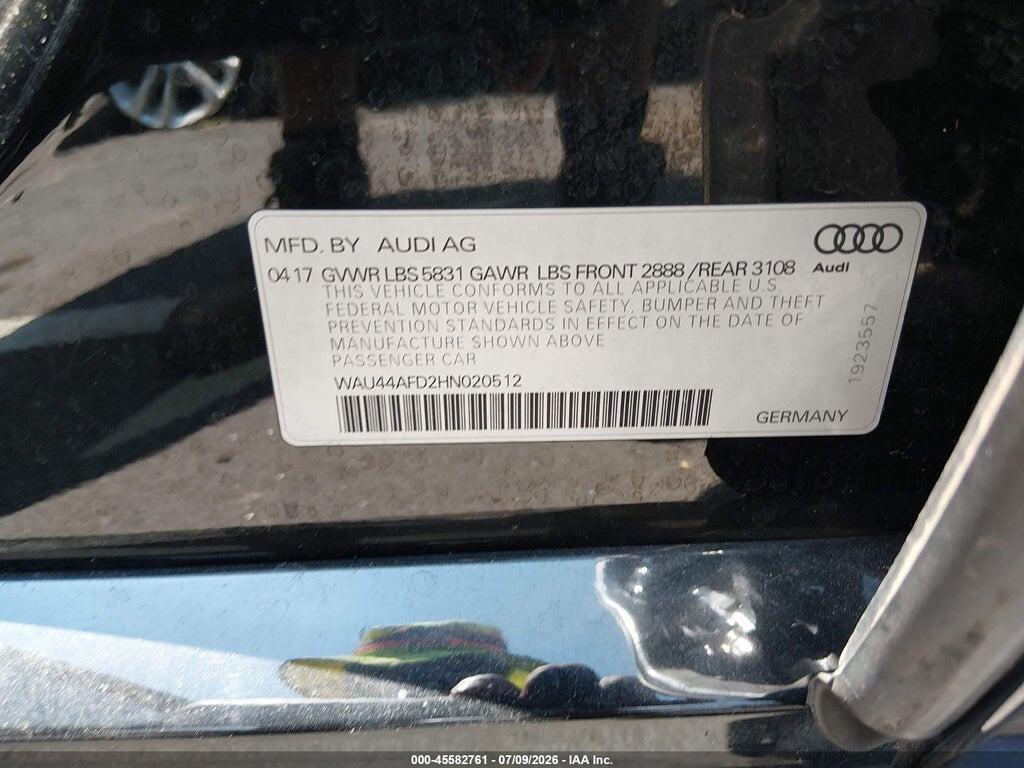 WAU44AFD2HN020512 2017 AUDI A8 L photo no. 9