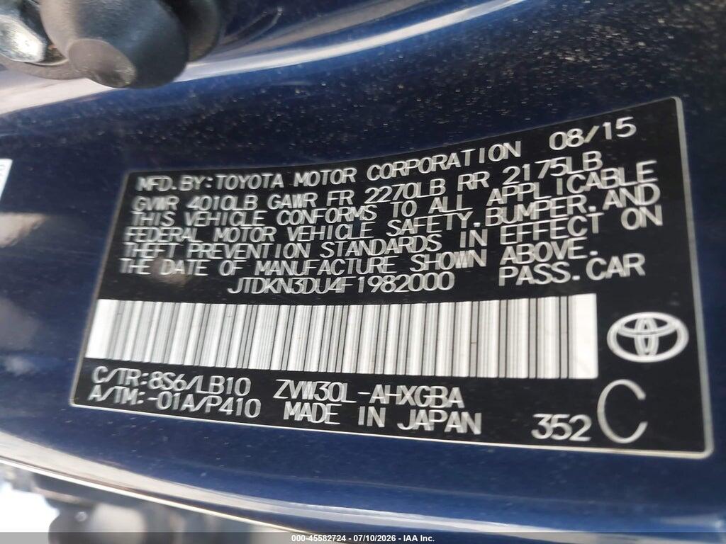 JTDKN3DU4F1982000 2015 TOYOTA PRIUS photo no. 9