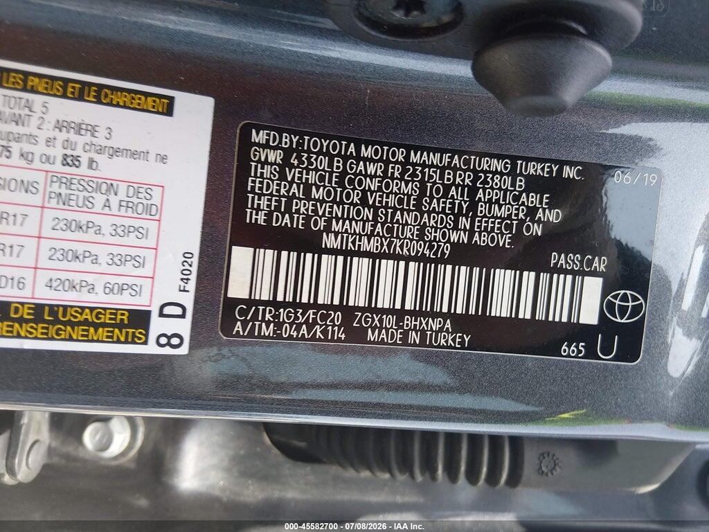 NMTKHMBX7KR094279 2019 TOYOTA C-HR photo no. 9