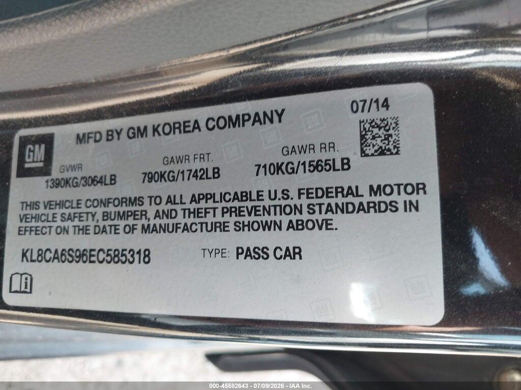 KL8CA6S96EC585318 2014 CHEVROLET SPARK photo no. 9