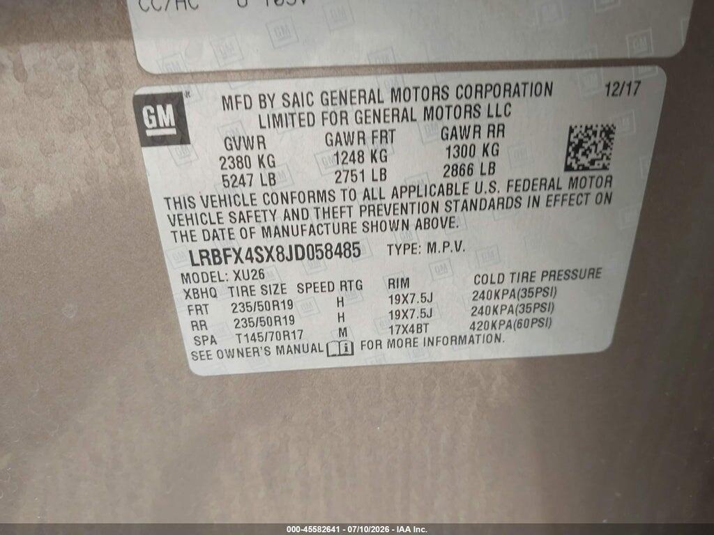 LRBFX4SX8JD058485 2018 BUICK ENVISION photo no. 9