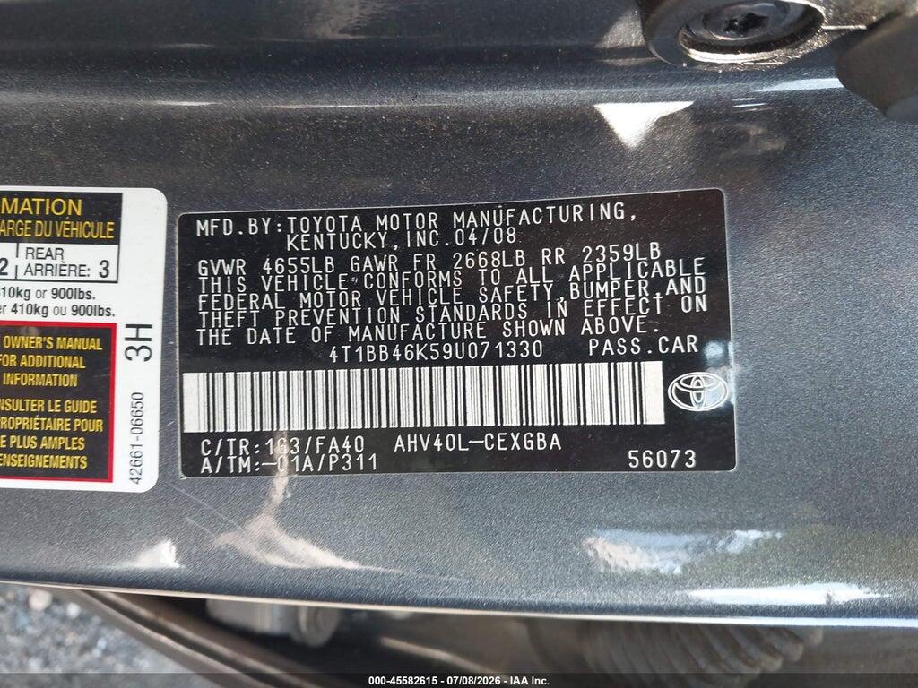 4T1BB46K59U071330 2009 TOYOTA CAMRY HYBRID photo no. 9