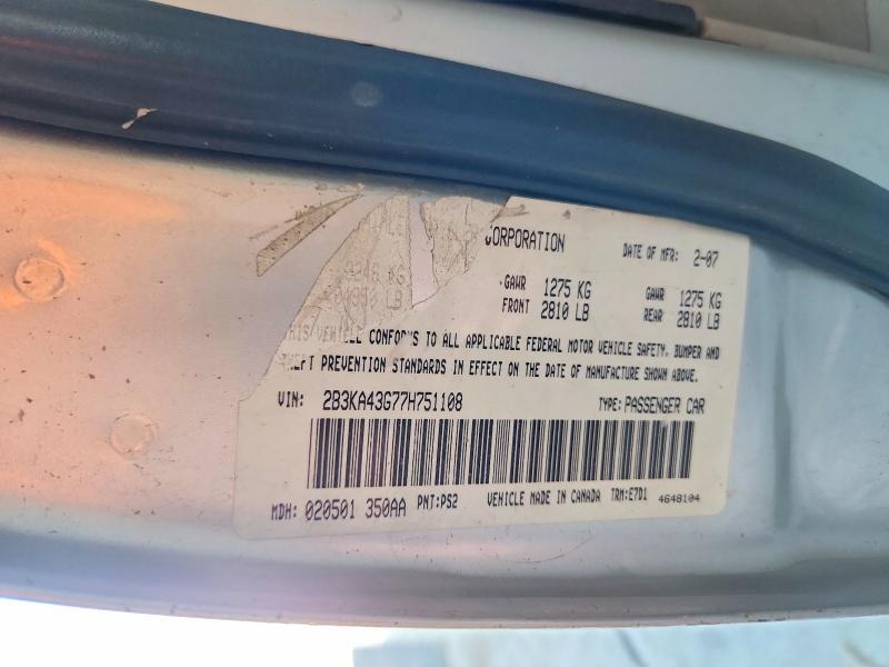 2B3KA43G77H751108 2007 DODGE CHARGER photo no. 12