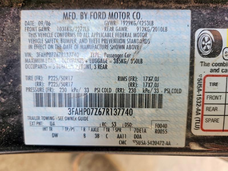 2007 FORD FUSION SE — Фото 12 из 12
