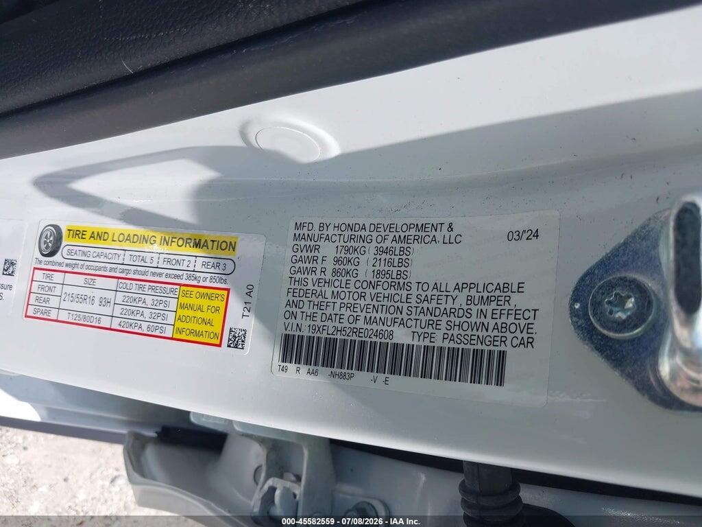 19XFL2H52RE024608 2024 HONDA CIVIC photo no. 9