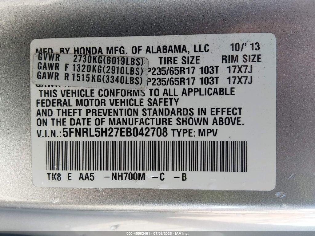 5FNRL5H27EB042708 2014 HONDA ODYSSEY photo no. 9