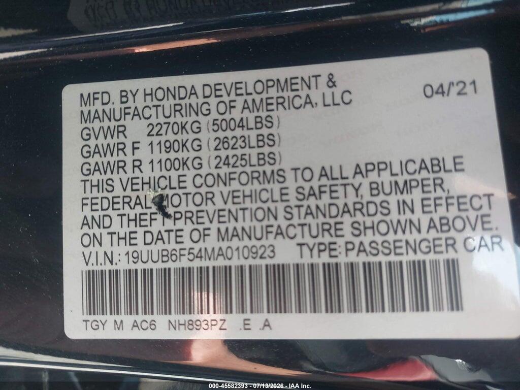 19UUB6F54MA010923 2021 ACURA TLX photo no. 9