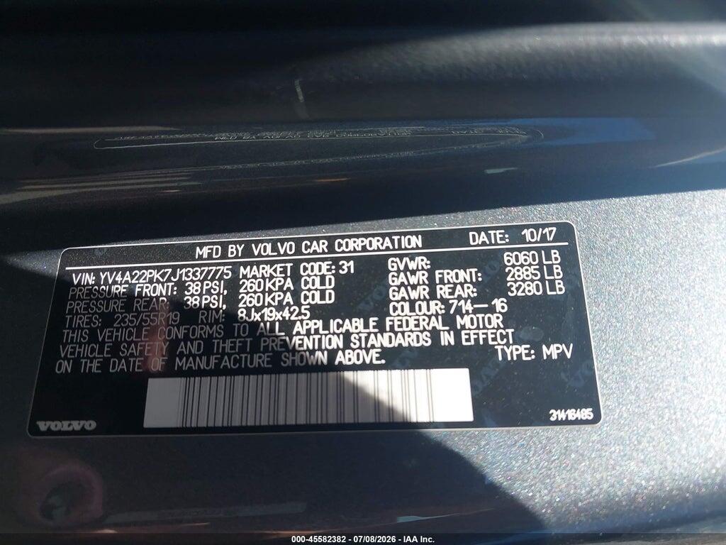 YV4A22PK7J1337775 2018 VOLVO XC90 photo no. 9