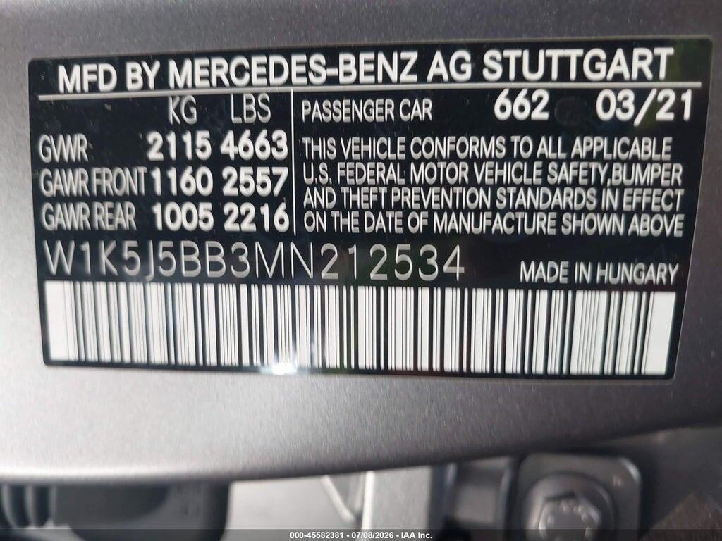 W1K5J5BB3MN212534 2021 MERCEDES-BENZ AMG CLA 35 photo no. 9