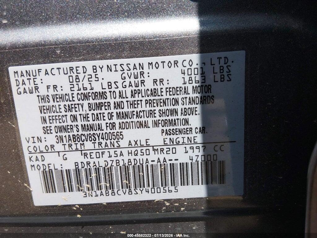 3N1AB8CV8SY400565 2025 NISSAN SENTRA photo no. 9