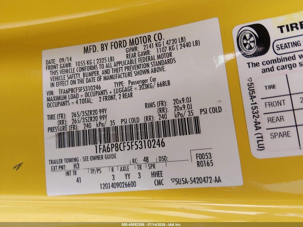 1FA6P8CF5F5310246 2015 FORD MUSTANG photo no. 9