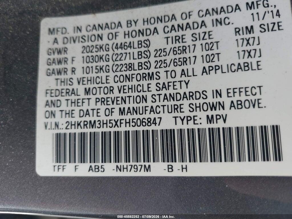 2HKRM3H5XFH506847 2015 HONDA CR-V photo no. 9