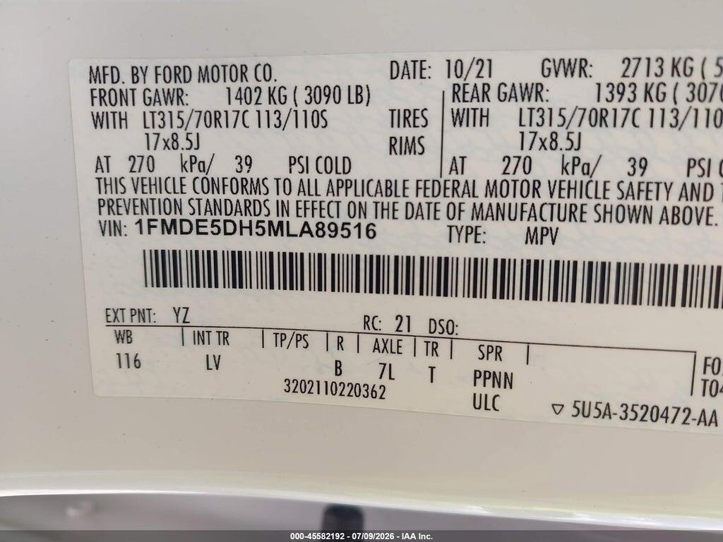 1FMDE5DH5MLA89516 2021 FORD BRONCO photo no. 9
