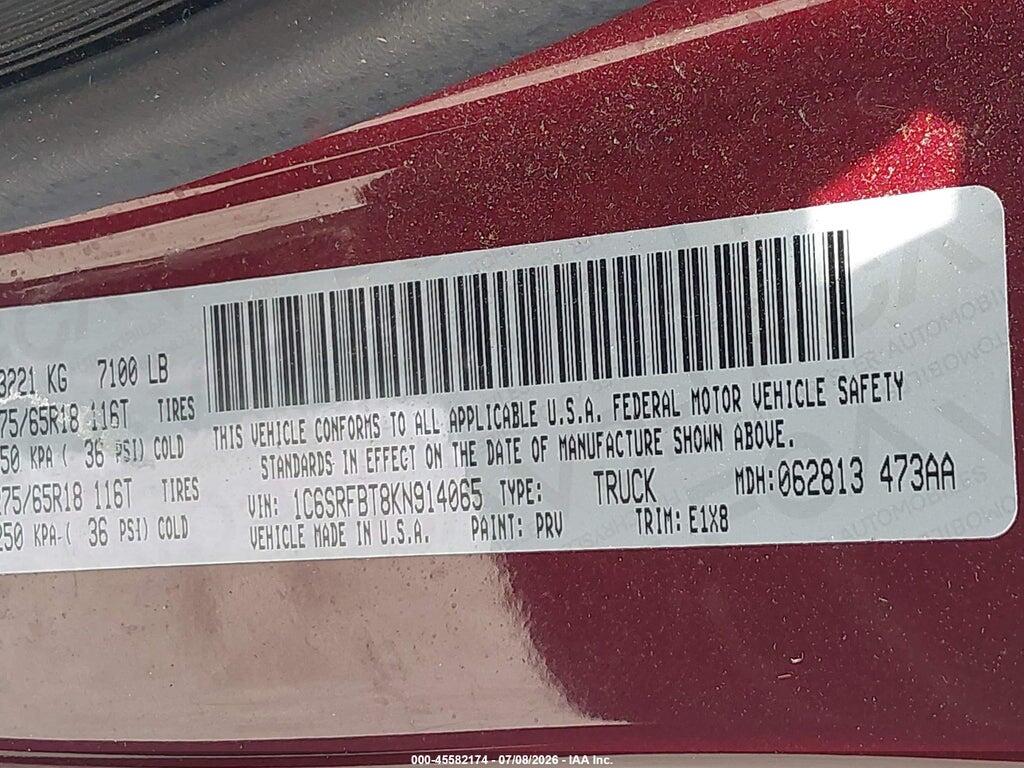 1C6SRFBT8KN914065 2019 RAM 1500 photo no. 9