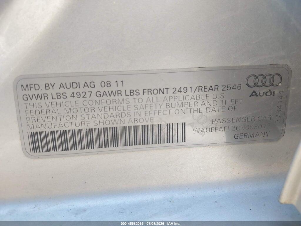 WAUFFAFL2CN008072 2012 AUDI A4 photo no. 9