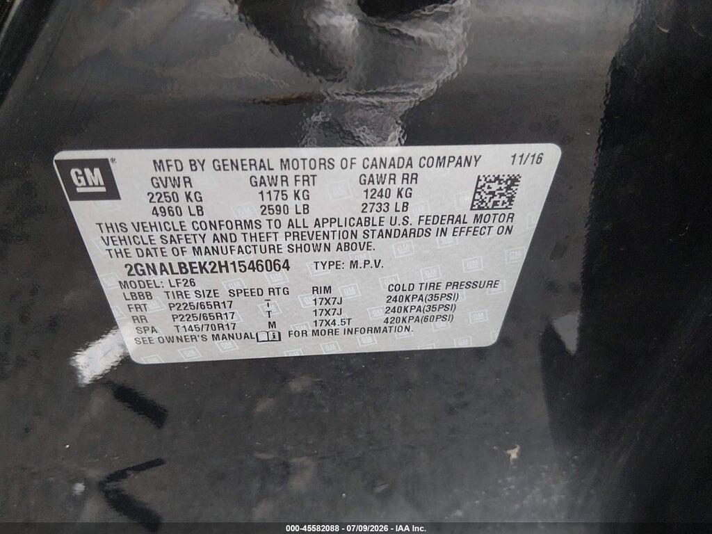 2GNALBEK2H1546064 2017 CHEVROLET EQUINOX photo no. 9