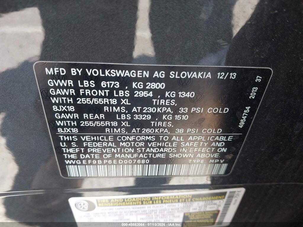 WVGEF9BP6ED007680 2014 VOLKSWAGEN TOUAREG photo no. 9
