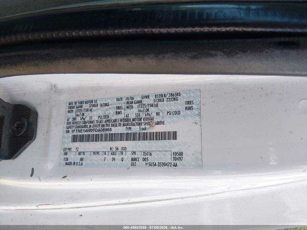 1FTNE14W07DA08968 2007 FORD E-150 photo no. 9