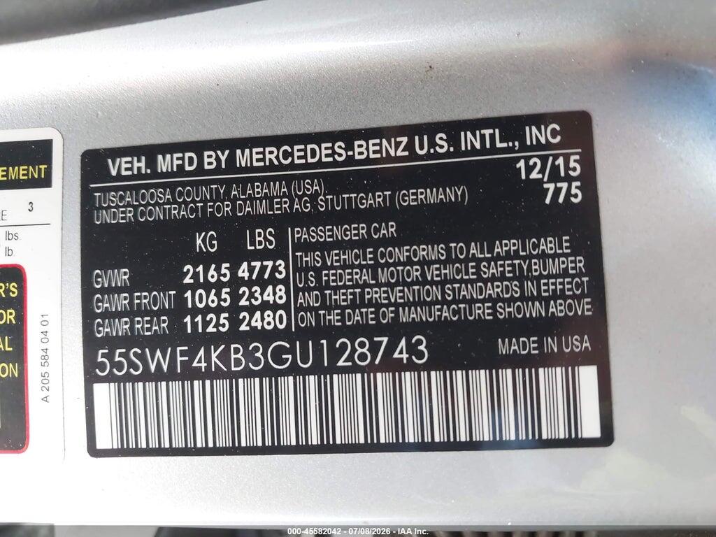 55SWF4KB3GU128743 2016 MERCEDES-BENZ C 300 photo no. 9