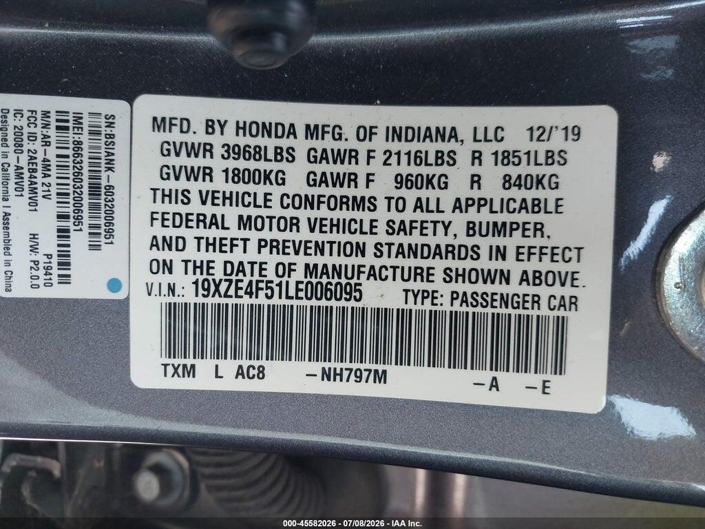 19XZE4F51LE006095 2020 HONDA INSIGHT photo no. 9
