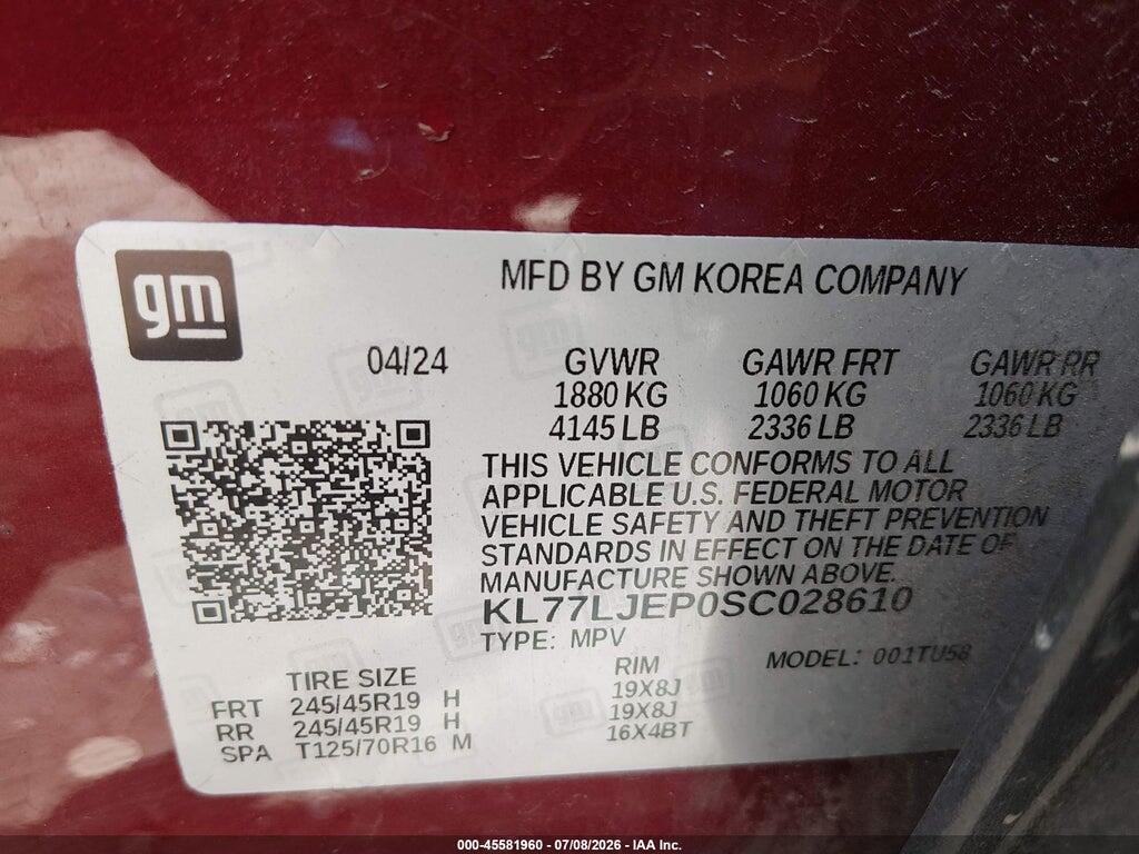 KL77LJEP0SC028610 2025 CHEVROLET TRAX photo no. 9