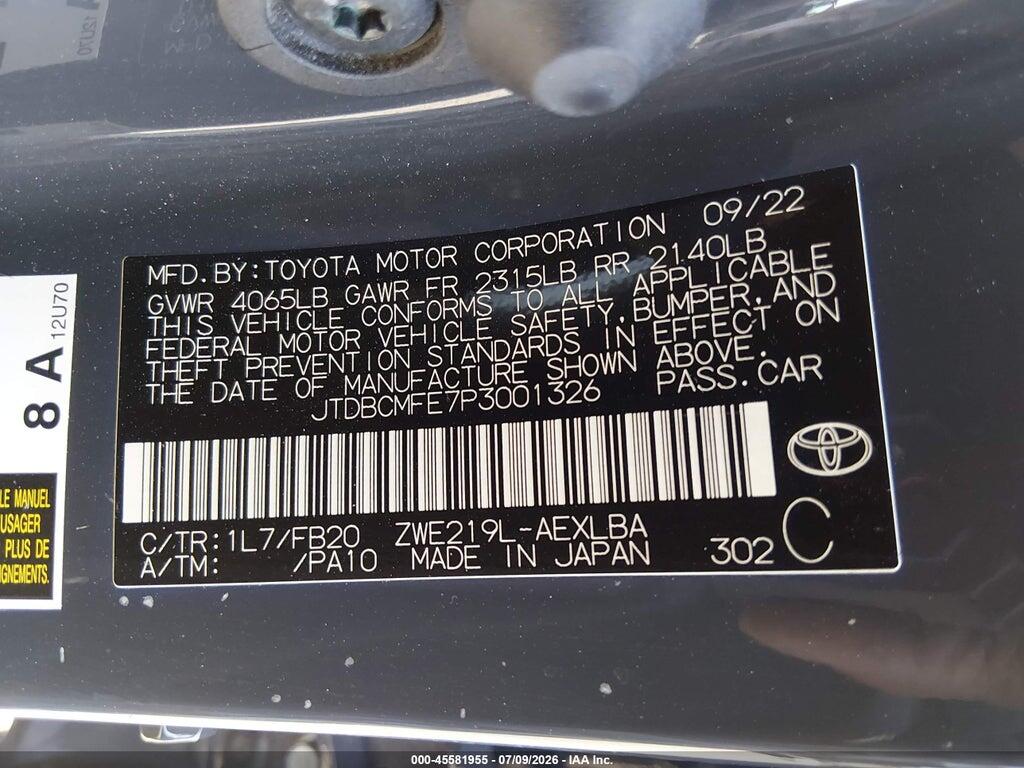 JTDBCMFE7P3001326 2023 TOYOTA COROLLA photo no. 9