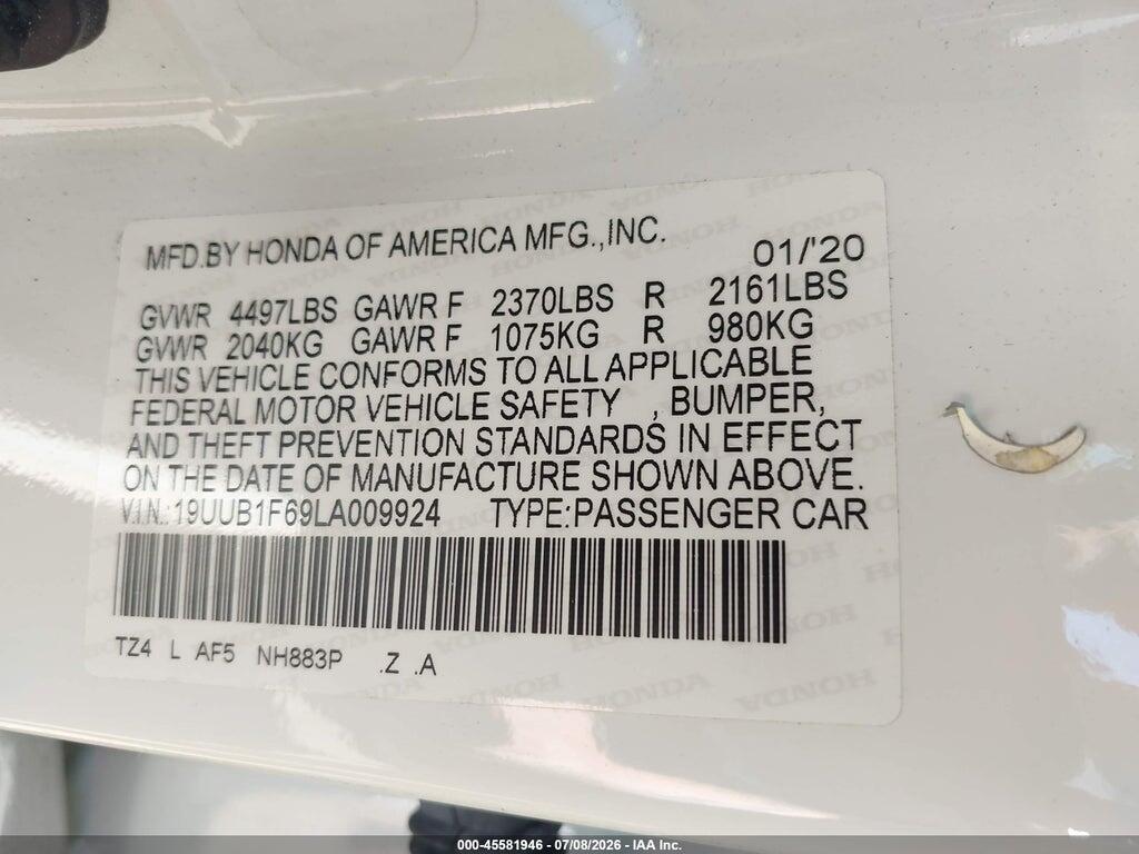 19UUB1F69LA009924 2020 ACURA TLX photo no. 9
