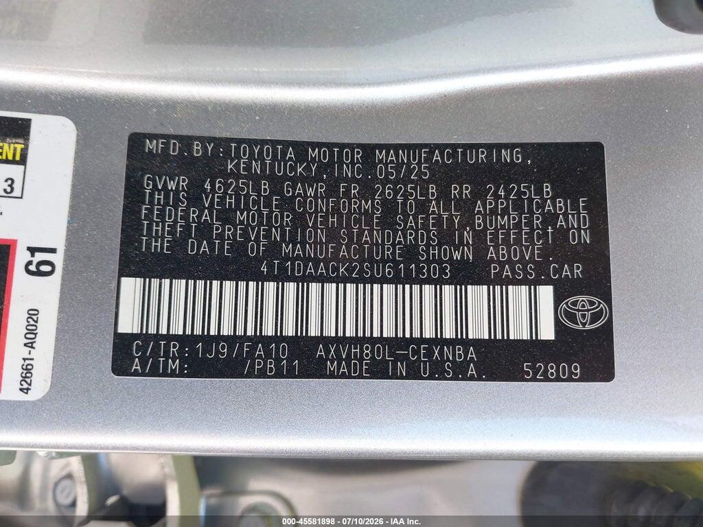 4T1DAACK2SU611303 2025 TOYOTA CAMRY photo no. 9