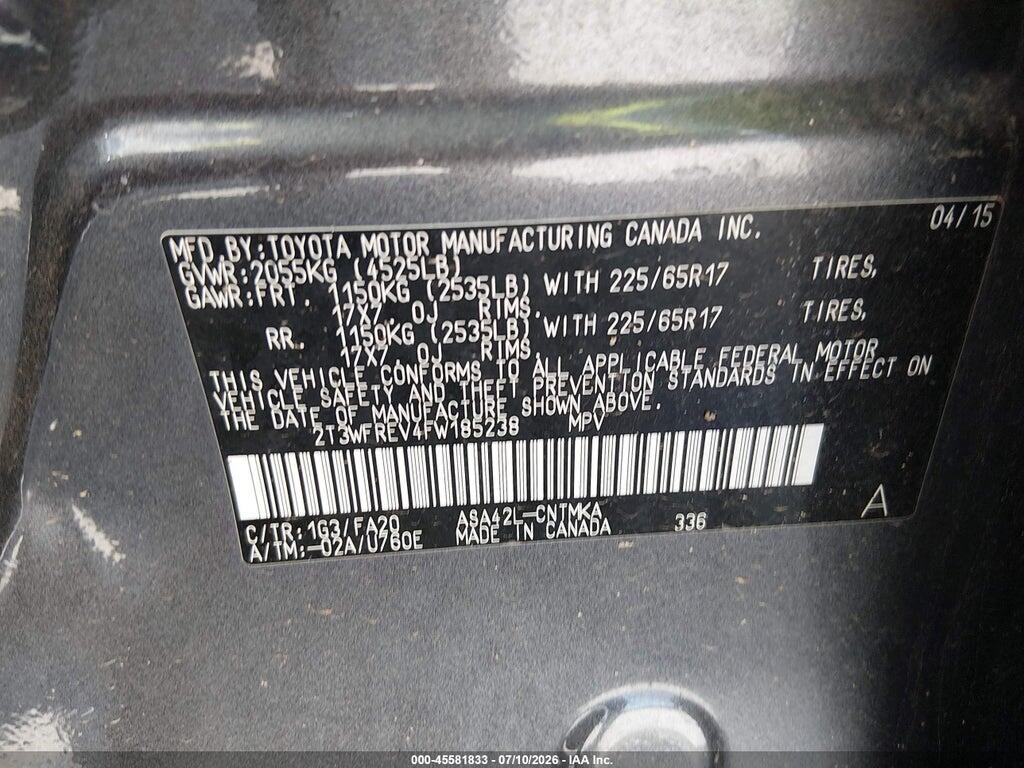2T3WFREV4FW185238 2015 TOYOTA RAV4 photo no. 9
