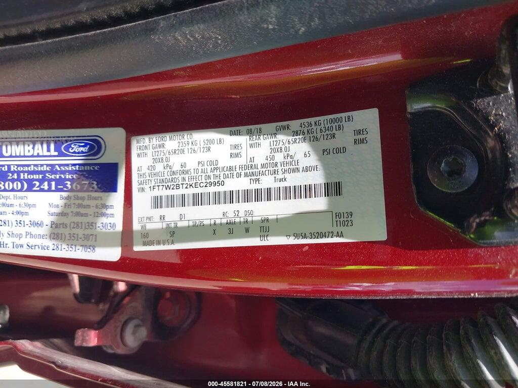 1FT7W2BT2KEC29950 2019 FORD F-250 photo no. 9